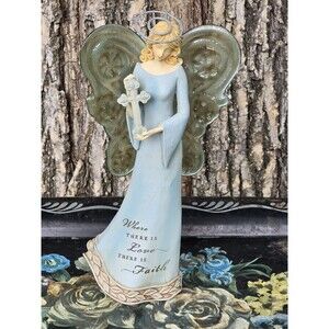 Where There Is Love There Is Faith Angel Figurine With Removal Wings